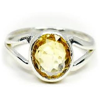                       JAIPUR GEMSTONE-Certified Citrine Sunehla 5.5 Carat or 5.25ratti Panchdhatu Astrology Ring for Men and Women                                              