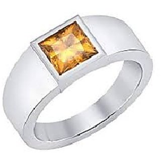                       JAIPUR GEMSTONE-Citrine Sunehla 4.8cts or 5.25ratti Panchdhatu Adjustable Ring for Women and Men                                              