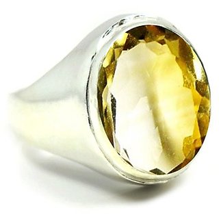                       JAIPUR GEMSTONE-Natural Citrine Stone 5.00 Carat Silver Plated Ring for Women's and Men's                                              
