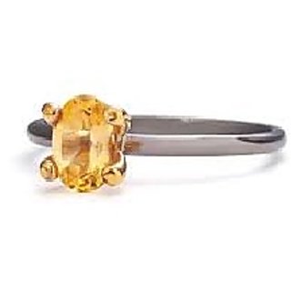                       JAIPUR GEMSTONE-Yellow Natural Citrine Sunehla Ring 5.00 Ratti by Lab Certified Gemstone Ring for Unisex                                              