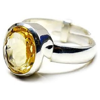                       JAIPUR GEMSTONE-5.75 Carat Citrine Ring Sunela Certified Natural Gemstone Silver Plated Ring for Unisex                                              