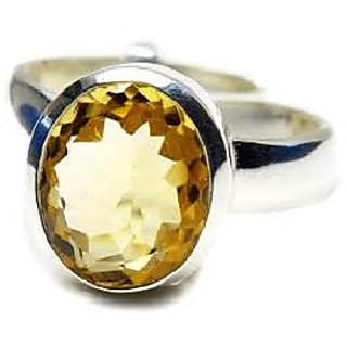                       JAIPUR GEMSTONE-5 Carat Sunela Certified Natural Precious Gemstone Citrine Silver Plated Ring for Unisex                                              