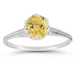                       JAIPUR GEMSTONE-5.00 Carat Citrine Ring Sunela Certified Natural Precious Gemstone Silver Plated Ring                                              