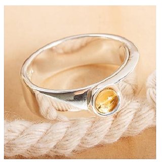                       JAIPUR GEMSTONE-5.00 Carat Citrine Ring Sunela Natural Gemstone Silver Plated Ring for Unisex                                              