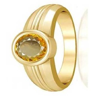                       JAIPUR GEMSTONE-5.25 Ratti Citrine Ring Sunela Certified Natural Precious Gemstone Gold Plated Ring                                              