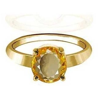                       JAIPUR GEMSTONE-5.5 Ratti Citrine Ring Sunela Certified Natural Gemstone Citrine Gold Plated Ring                                              