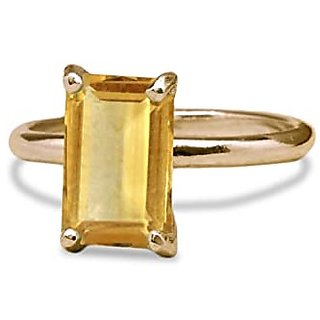                       JAIPUR GEMSTONE-5 Carat Sunela Certified Natural Precious Gemstone Citrine Gold Plated Adjustable Ring                                              