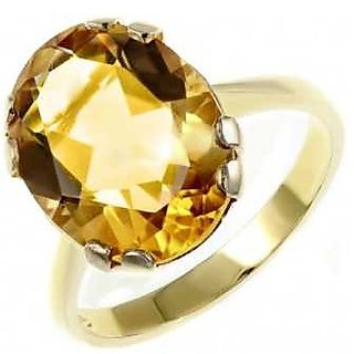                       JAIPUR GEMSTONE-5.25 Carat Citrine Ring Sunela Certified Natural Gemstone Gold Plated Adjustable Ring for Unisex                                              