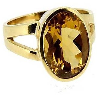                       JAIPUR GEMSTONE-5.00 Carat CitrineSunhela Stone Gold Plated Ring for Unisex                                              