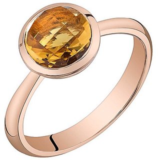                       JAIPUR GEMSTONE-5 Carat Citrine Ring Sunela Natural Gemstone Gold Plated Adjustable Ring for Unisex                                              