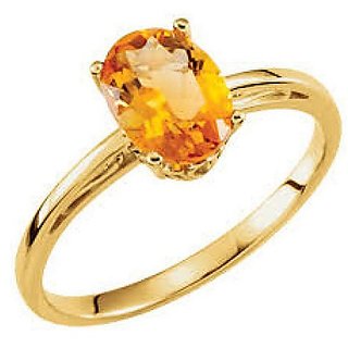                       JAIPUR GEMSTONE-5.00 Carat Sunela Certified Natural Precious Gemstone Citrine Gold Plated Ring                                              