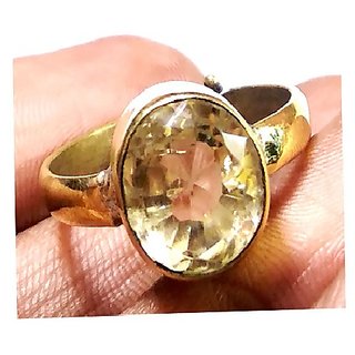                       JAIPUR GEMSTONE-Citrine Ring 5.00 Ratti (Sunela Stone Ring) Lab Certified Adjustable Ring for Unisex                                              