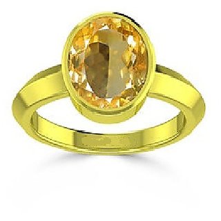                       JAIPUR GEMSTONE-5.00 Carat Sunela Certified Natural Gemstone Citrine Gold Plated Ring for Unisex                                              