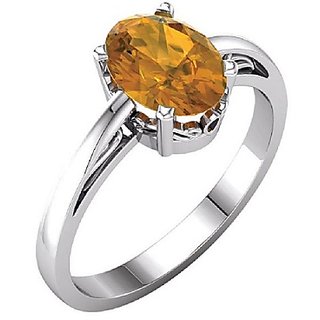                       JAIPUR GEMSTONE-5.00 Carat Citrine Ring Sunela Silver Plated Adjustable Ring for Unisex                                              