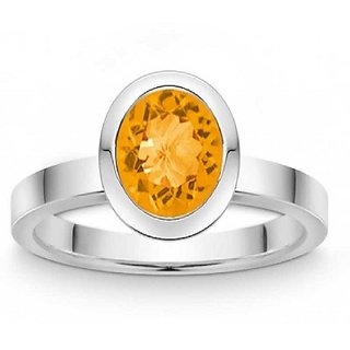                      JAIPUR GEMSTONE-5.00 Carat CitrineSunela Certified Natural Precious Gemstone Silver Plated Ring for Unisex                                              