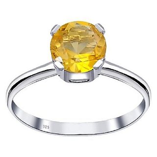                       JAIPUR GEMSTONE-5.75 Carat Natural Gemstone Citrine Silver Plated Adjustable Ring  for Unisex                                              