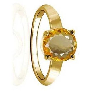                      CEYLONMINE-5.00 Carat Citrine Ring Sunela Certified Natural Original Gemstone Citrine Gold Plated Adjustable Ring                                              