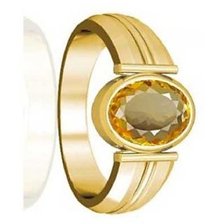                       CEYLONMINE-5.25 Ratti Citrine Ring Sunela Certified Natural Precious Gemstone Citrine Gold Plated Ring                                              