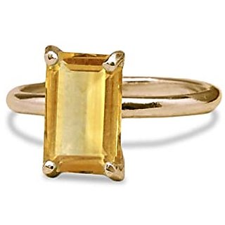 CEYLONMINE-5.00 Carat Sunela Certified Natural Precious Gemstone Citrine Gold Plated Adjustable Ring