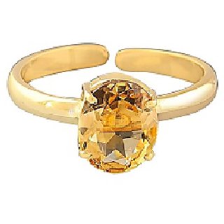                       CEYLONMINE-Natural Citrine Stone Panchdhatu Adjustable Ring 5.25 Ratti Rashi Ratna Ring for Astrological Purpose                                              