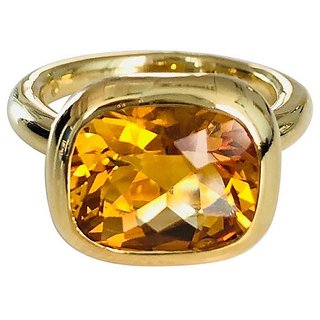                       CEYLONMINE-5.25 Ratti Citrine Ring Sunela Certified Natural Precious Gemstone Gold Plated Ring for Unisex                                              