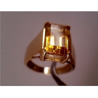                       CEYLONMINE-Citrine Ring Men's and Women's Certified Citrine Sunehla 5 Carat Panchdhatu Astrological Ring for Unisex                                              