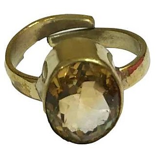                       CEYLONMINE-Natural Certified Citrine (Sunehla) 5.25 Ratti Bold Gold Plated Ring for Men and Women                                              