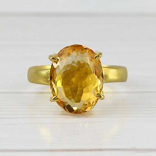                       CEYLONMINE-Natural Certified 5.25 Ratti Panchdhatu Citrine (Sunehla) Gemstone Ring for Astrological Purpose                                              