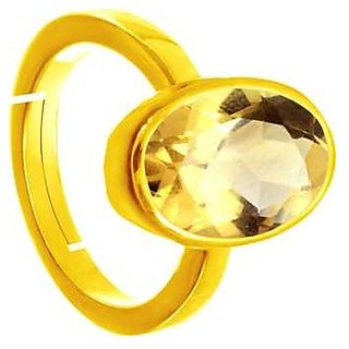                       CEYLONMINE-Natural Certified 5 Ratti Rashi Ratan Panchdhatu Citrine (Sunehla) Gemstone Ring/Anguthi                                              