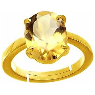                       CEYLONMINE-5.5 Ratti Citrine (Sunehla) Rashi Ratan Panchdhatu Gold Plated Ring for Women                                              