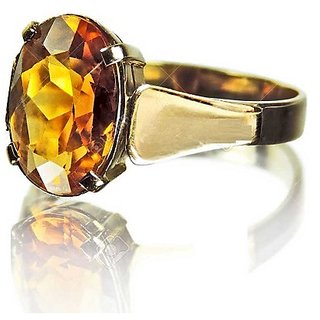                       CEYLONMINE-5.00 Carat Citrine Ring Sunela Natural Certified Gold Plated Adjustable Ring for Unisex                                              