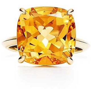                       CEYLONMINE-Citrine Gemstone Ring With Lab Certificate 5.75 Ratti Adjustable Panchdhatu Gold Plated Ring for Unisex                                              