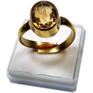                       CEYLONMINE-Certified Citrine (Sunehla)  5 cts or 5.25 ratti Gold Plated Ring for Men and Women                                              