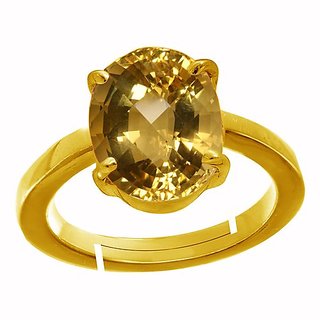                       CEYLONMINE-5.5 Ratti Sunela Certified Natural Precious Gemstone Citrine Gold Plated Adjustable Ring                                              