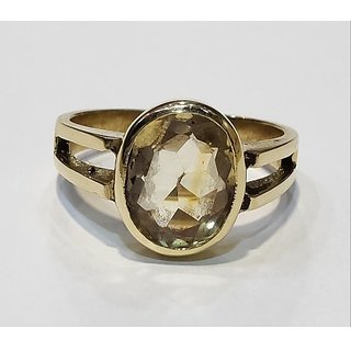 CEYLONMINE-5.00 Carat Citrine Ring Sunela Certified Natural Gemstone Citrine Gold Plated Adjustable Ring for Unisex
