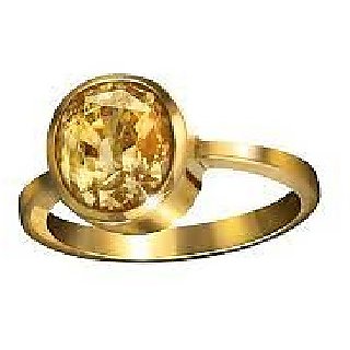                       CEYLONMINE-Natural Citrine Stone Adjustable Ring 5.25 Ratti Rashi Ratna Ring for Astrological Purpose                                              