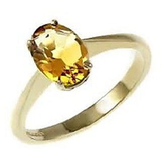                       CEYLONMINE-Natural Gemstone Citrine Gold Plated Ring Adjustable Ring for Unisex                                              