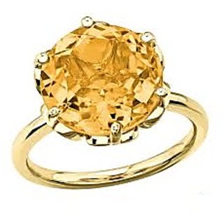                      CEYLONMINE-5.25 Ratti Citrine Natural Precious Gemstone Gold Plated Adjustable Ring for Unisex                                              