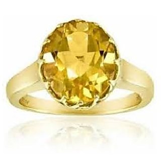                       CEYLONMINE-5.5 Ratti Citrine (Sunehla) Rashi Ratan Panchdhatu Gold Plated Ring for Women                                              