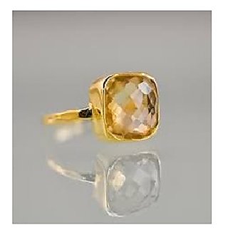                       CEYLONMINE-Natural Citrine Sunehla 5.25 Ratti Panchdhatu Adjustable Gold Plated Ring for Men and Women                                              