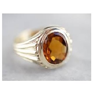                       CEYLONMINE-5.00 Carat Citrine Ring Sunela Certified Natural Precious Gemstone Citrine Gold Plated Adjustable Ring                                              