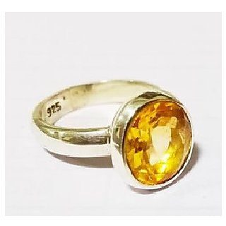                       CEYLONMINE-5.25 Carat Citrine Natural Precious Gemstone Gold Plated Adjustable Ring for Unisex                                              