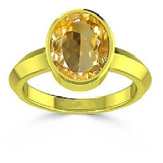                       CEYLONMINE-5.00 Carat Sunela Certified Natural Gemstone Citrine Gold Plated Adjustable Ring for Unisex                                              