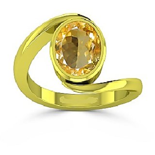                       CEYLONMINE-5 Carat Citrine Ring Sunela Certified Natural Gemstone Citrine Gold Plated Adjustable Ring for Unisex                                              