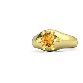                       CEYLONMINE-Citrine Sunehla 5.25ratti Panchdhatu Adjustable Gold Plated Ring for Women and Men                                              