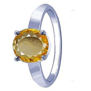 CEYLONMINE-Citrine Sunehla 4.8cts or 5.25ratti Panchdhatu Adjustable Ring for Women and Men