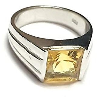                       CEYLONMINE-Natural Citrine Stone 5.00 Carat Silver Plated Ring for Women's and Men's                                              