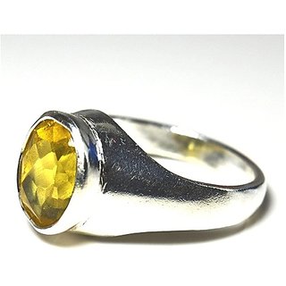                       CEYLONMINE-5.25 Carat Natural Precious Gemstone Citrine Silver Plated Ring Adjustable Ring                                              