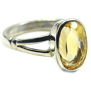                       CEYLONMINE-Citrine Ring Sunela Certified Natural Panchdhatu Silver Plated Ring for Men and Women                                              