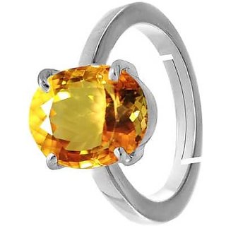                       CEYLONMINE-Natural Certified 5 Ratti Citrine (Sunehla) Gemstone Ring Anguthi for Astrological Purpose                                              